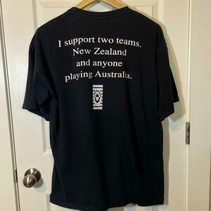 VTG 1995 Global Culture black New Zealand rugby graphic tee sz XL
